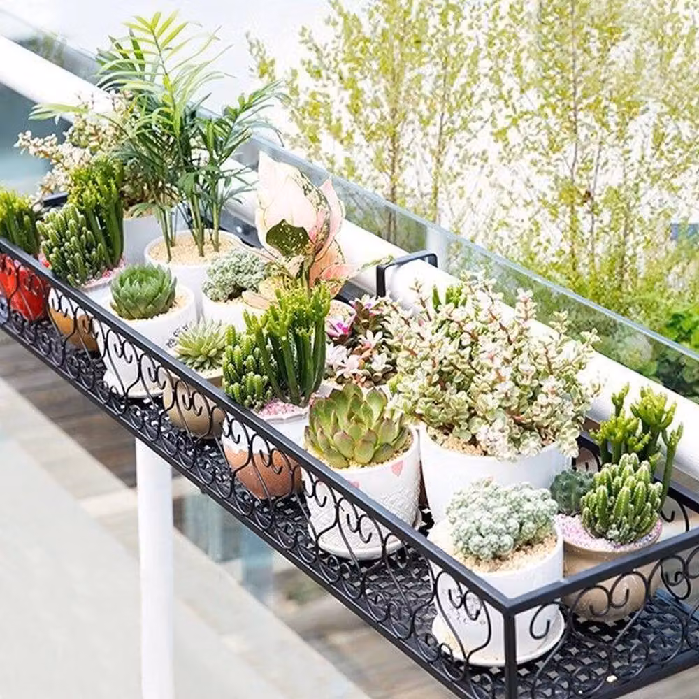 EONLION Black Metal Window Box Planter for Orchids and Ornamental Garden Plants, Width: 80 cm – 3