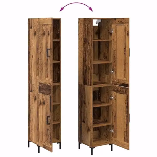 vidaXL Modern Highboard in Old Wood Brown, W/D/H: 34.5 x 34 x 180 cm – 3