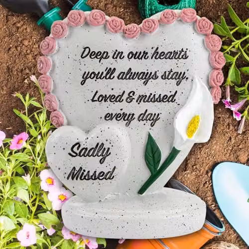 VFM e-Store Memorial Condolence Heart Ornament in Grey and White, W/D/H: 15 x 15 x 13 cm – 5