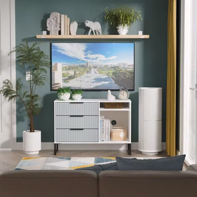 Ready Assembled 2 U Menai 3 Drawer TV Unit in Duck Egg Blue – 1
