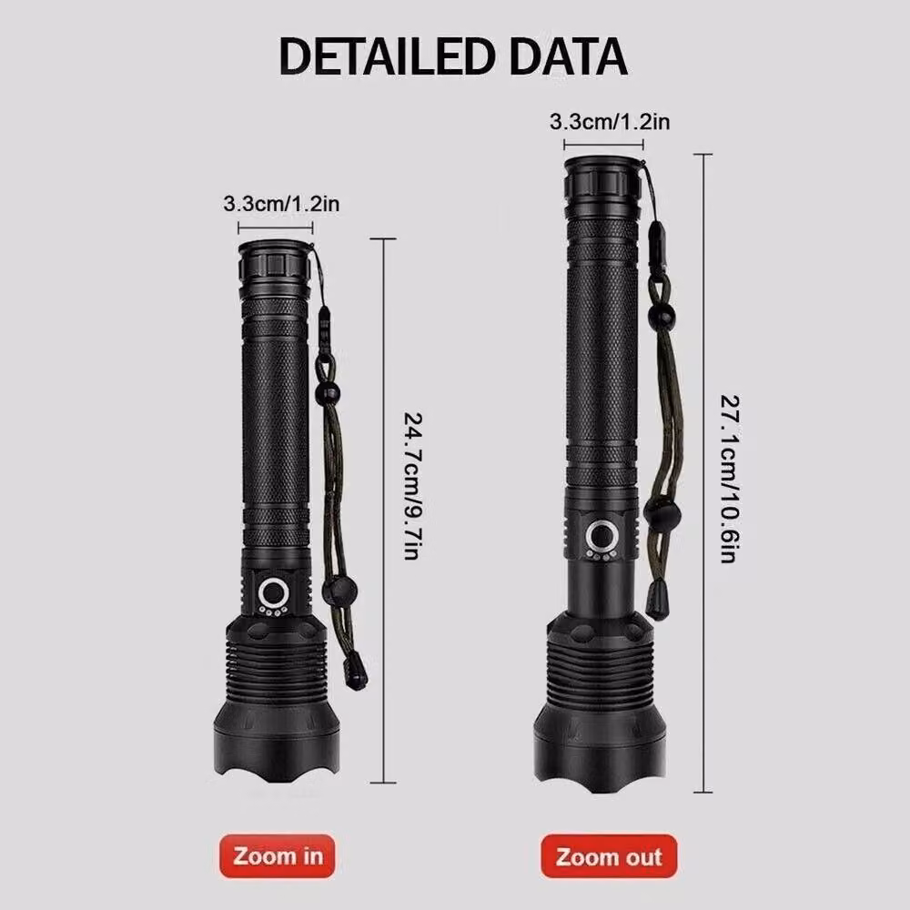 FLAVORA Super Bright LED Camping Flashlight with Zoom Function in Black – 2