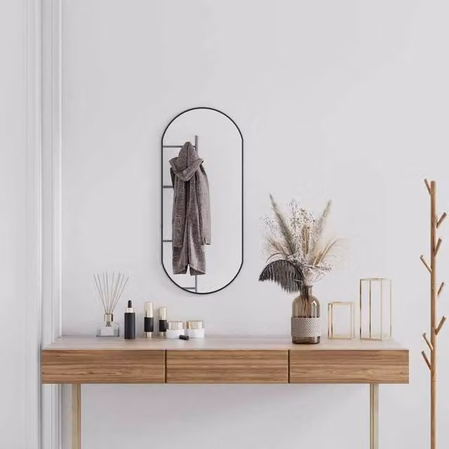 Berkfield Home Oval Wall Mirror in Black, W: 80 cm, H: 35 cm