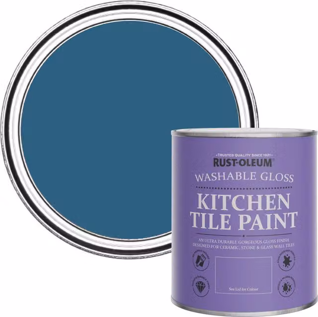 Rust-Oleum Water-Based Kitchen Tile Paint in Gloss Finish, Blue, 0.75 l
