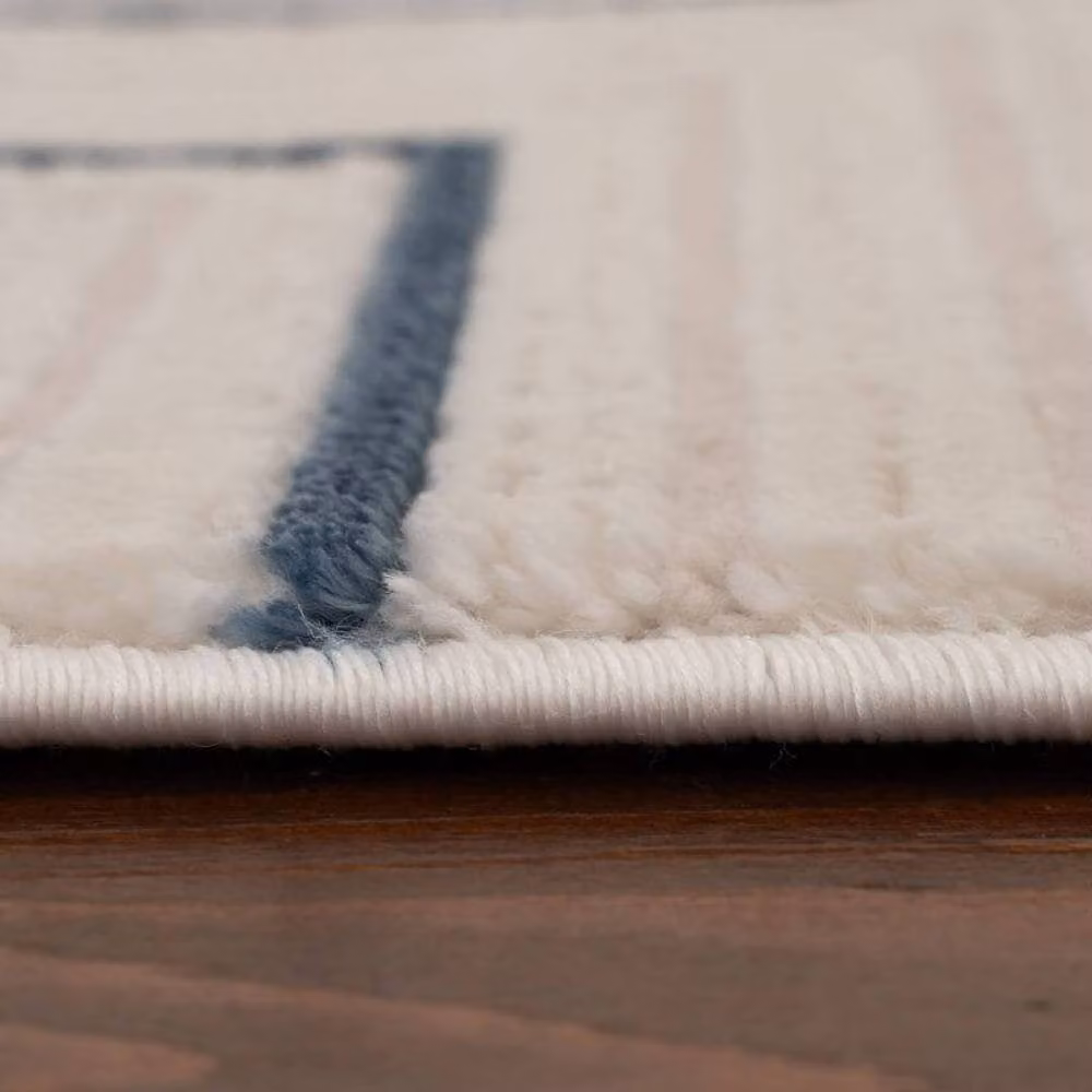 THE RUGS Carmel Maze Design Soft Pile Area Rug, Ivory and Navy, W: 160 cm, L: 230 cm – 3