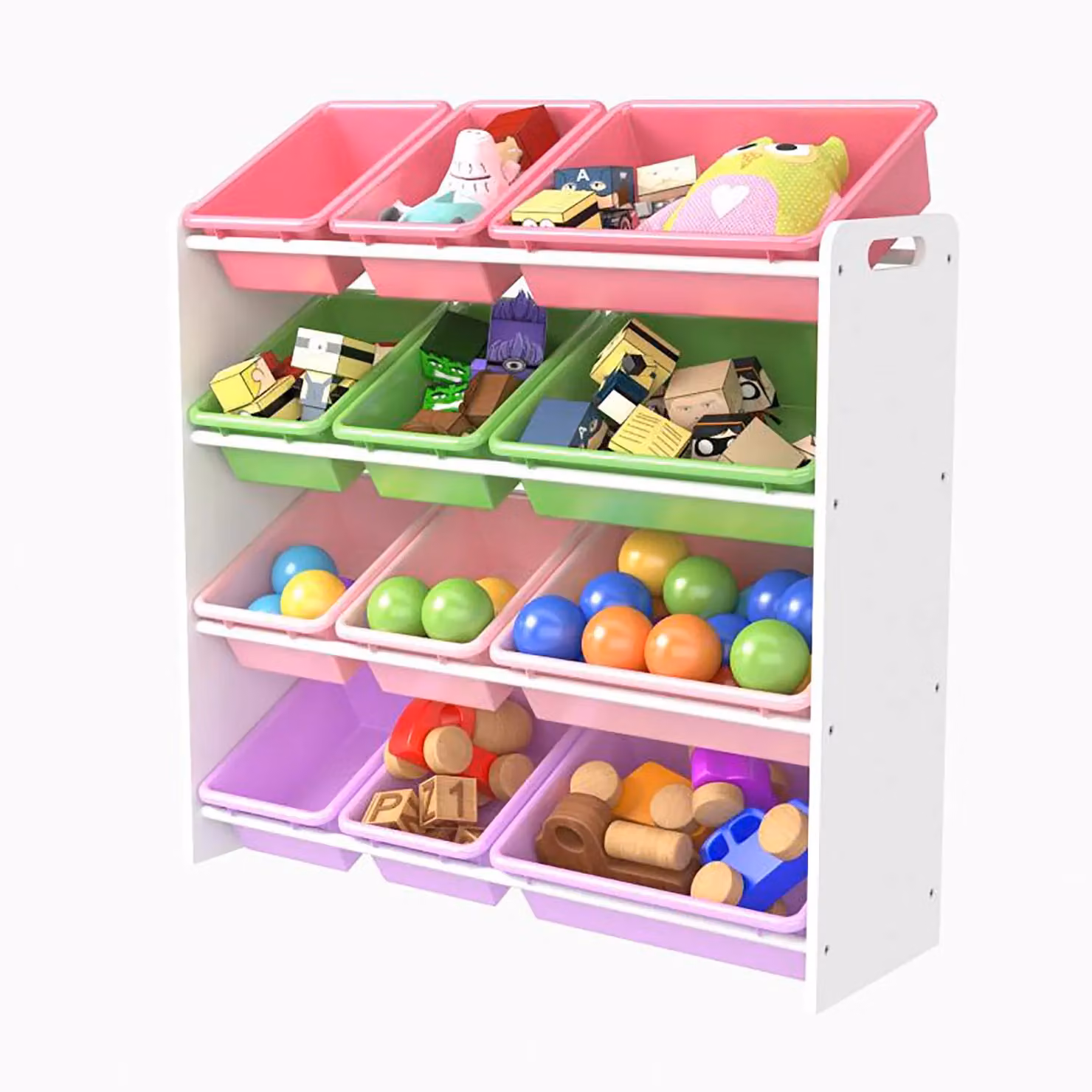 Xample Kids Toy Storage Rack Unit with 16 Removable Bins, Freestanding White Organizer – 2