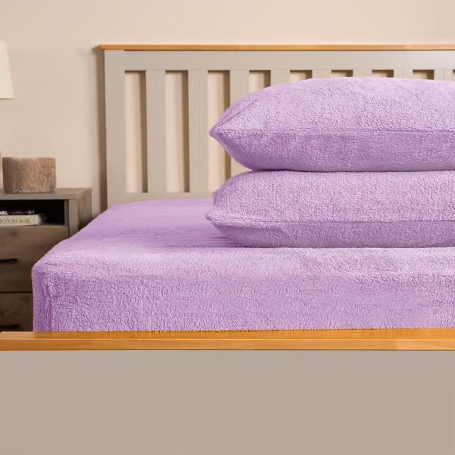 Brentfords Pack of 2 Teddy Fleece Pillowcases in Purple