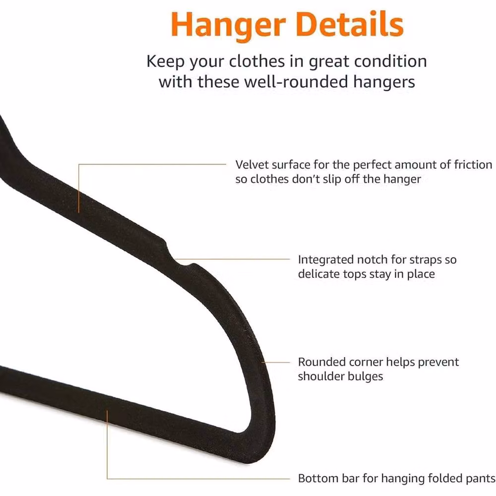 NESTLUNE 50-Piece Non-Slip Velvet Flocked Clothes Hangers in Black – 4