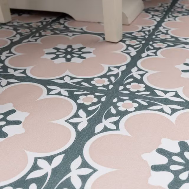 Fine Decor Daphne Pink Self-Adhesive Retro Vinyl Floor Tiles, 0.93sqm (10 Pack)