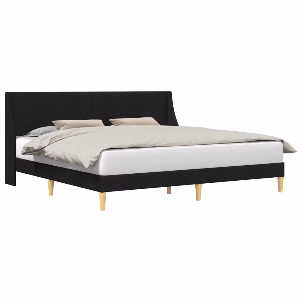 Berkfield Home Modern Fabric Bed Frame with Headboard in Black, W/D/H: 180 x 200 cm – 2