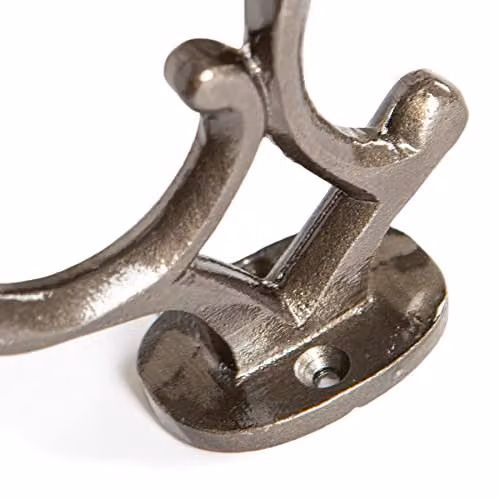 Hammer and Tongs Ornamental Hat and Coat Hook, Raw Iron, Grey, Pack of 5, H: 13.0 cm, W: 3.0 cm – 2