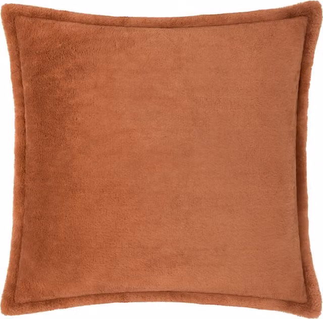 Kallu Faux Fur Square Cushion in Orange and Brown with Feather Filling, 55 x 55 cm