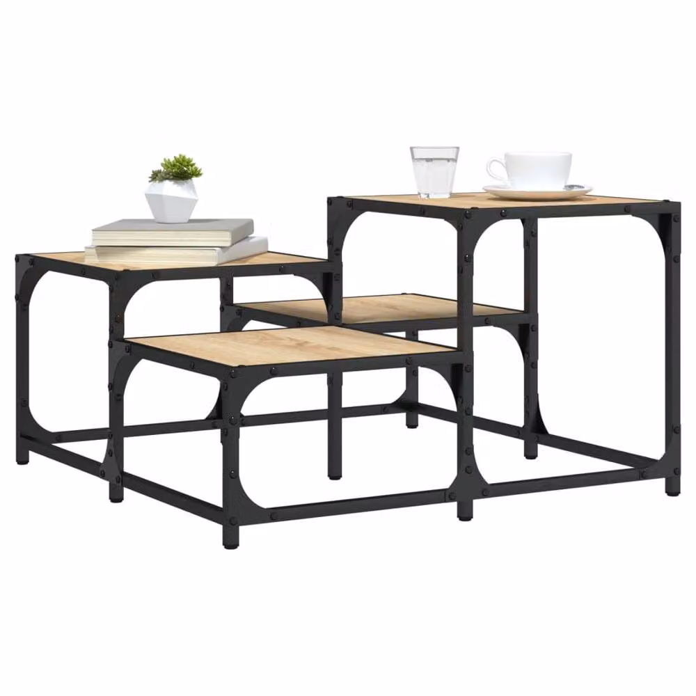Berkfield Home Sonoma Oak Coffee Table in Brown, W/D/H: 68 x 68 x 40 cm – 2