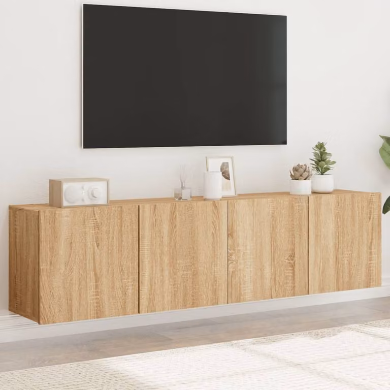Berkfield Home Wall-mounted TV Cabinets, 2 Piece Set in Sonoma Light Oak, W/D/H: 80 x 30 x 41 cm