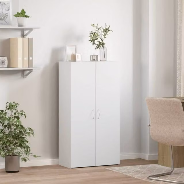 Berkfield Home Durable White File Cabinet with Hinged Doors, W/D/H: 60 x 32 x 115 cm