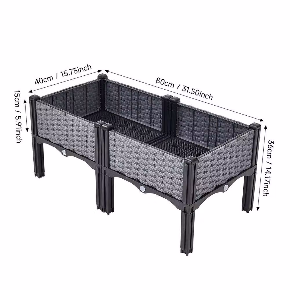 NESTLUNE Raised Garden Bed Planter in Grey, W/D/H: 80 x 40 x 36 cm – 3