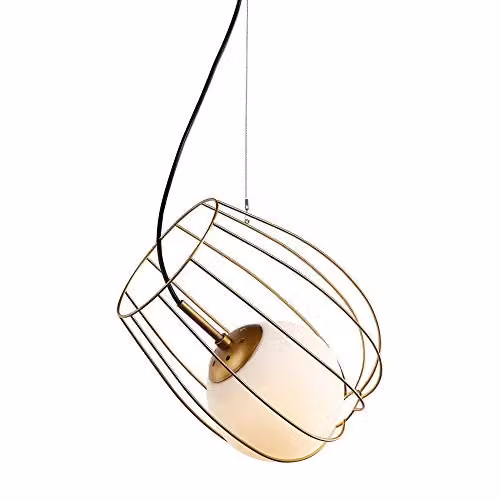 Netlighting Modern Hanging Pendant Light in Gold and White with E27 Socket