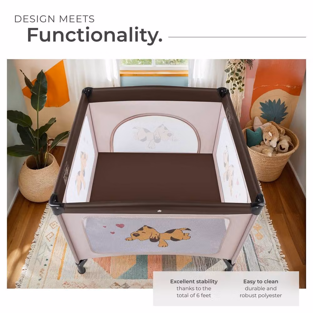 tectake Tommy Junior Playpen in Brown – 4