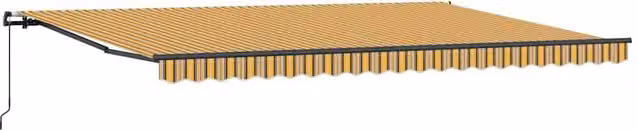 Berkfield Home Manual Retractable Folding Arm Awning in Yellow Multicolour Stripe, W: 500 cm, D: 300 cm – 1