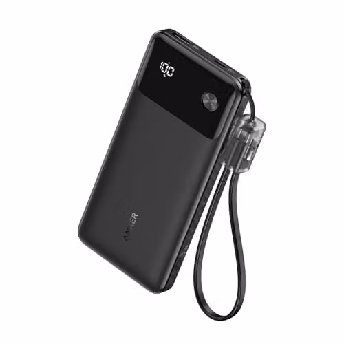 Anker Powercore 10000mAh 22.5W Portable Charger with USB-C Lanyard Cable, Black – 1