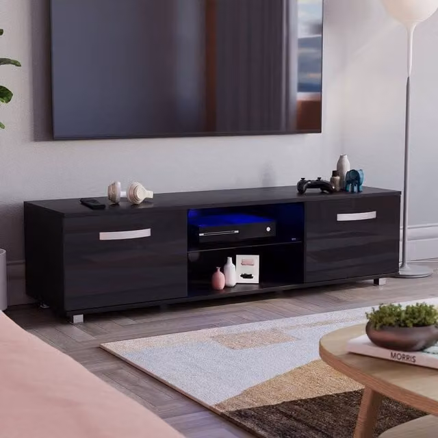 HD Designs Vida Designs Cosmo 2 Door LED TV Unit in Black, Width: 140 cm – 1