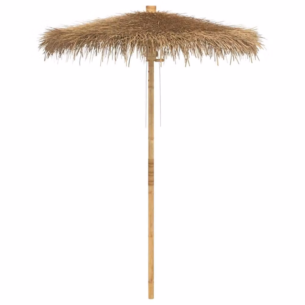 Berkfield Home Tiki Umbrella with Banana Leaf Canopy in Multicolour, Diameter: 180 cm, Bamboo and Wood – 2