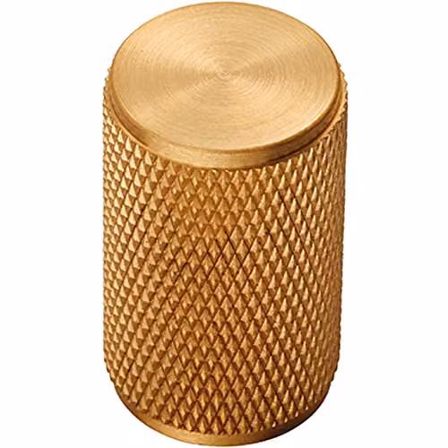 Loops Knurled Cylindrical Cupboard Door Knob in Brushed Brass Gold – 1