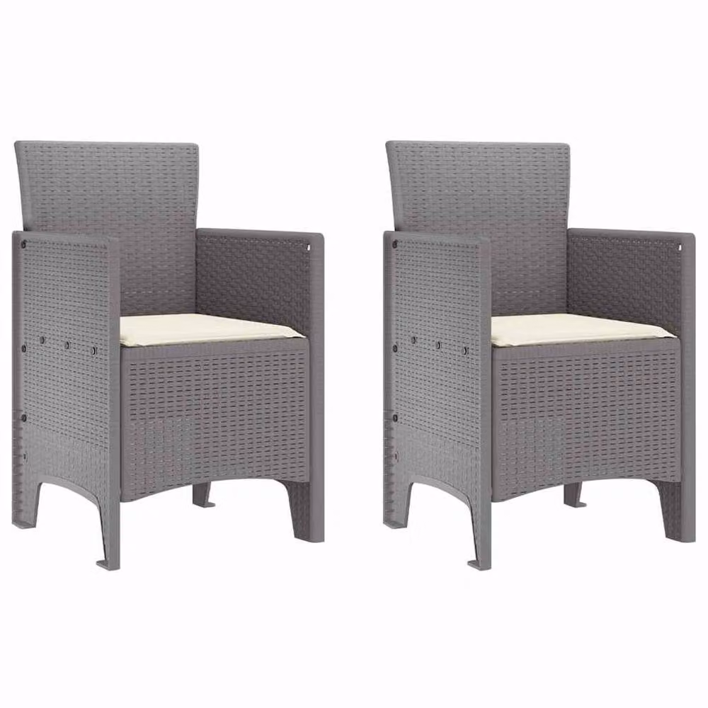 Berkfield Home Set of 2 Modern Garden Chairs in Grey and White Polypropylene – 3