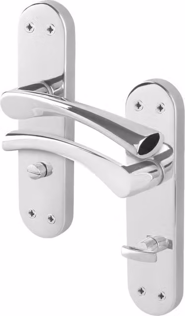 AFIT Chrome Twist Bathroom Handle Novi Backplate Privacy Pair in Polished Metallic Silver W/D/H: 15 x 15 x 1.5 cm – 1