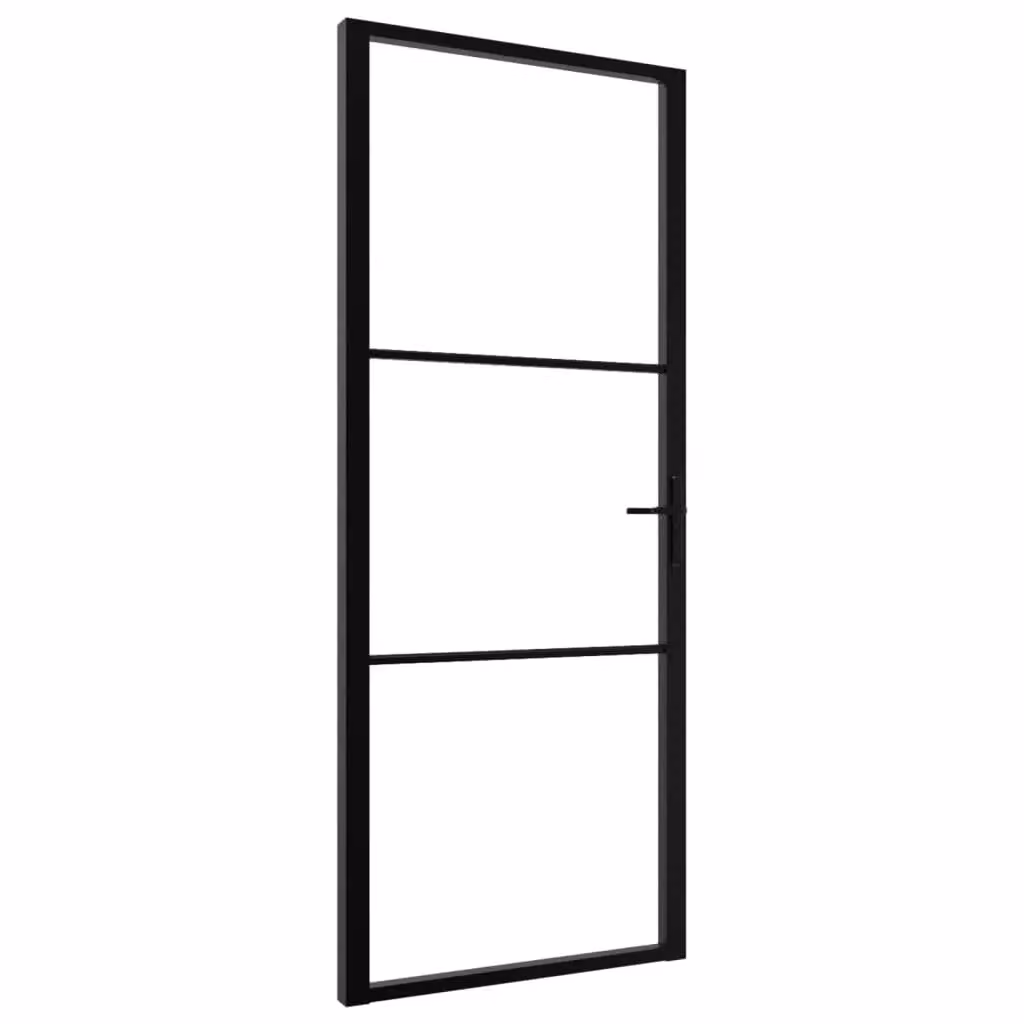 Berkfield Home Modern Interior Door with ESG Glass and Aluminium, Black, W: 83 cm, H: 201.5 cm – 2