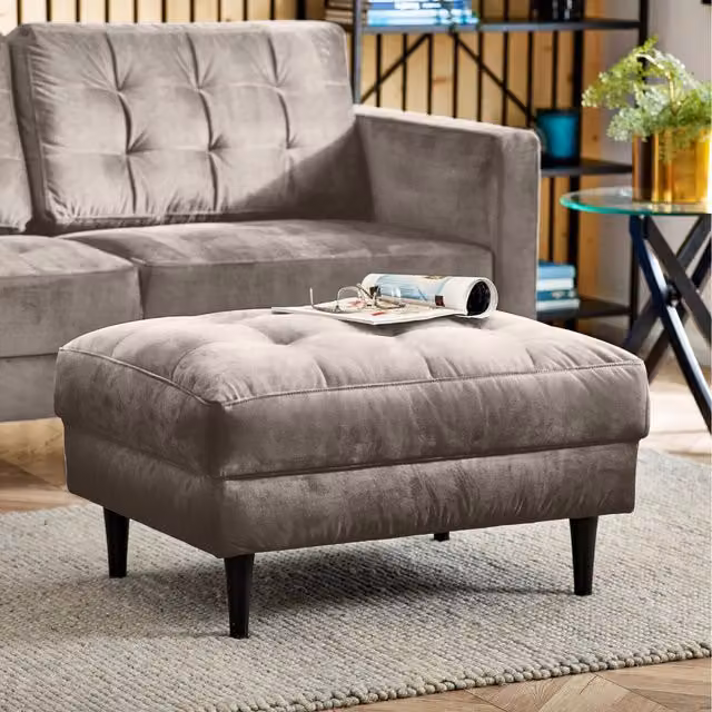FurnitureboxUK Juno Velvet Footstool in Mink