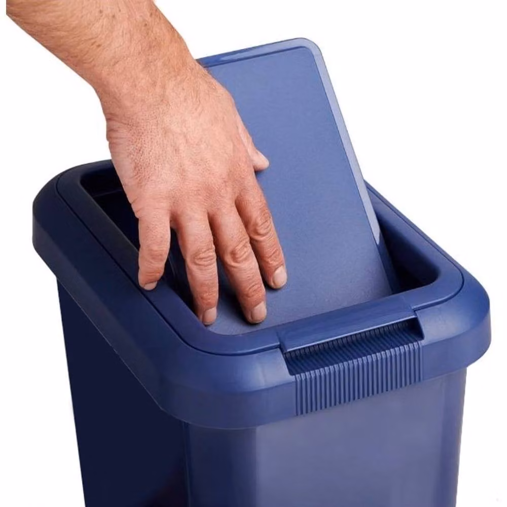 Hinsinc 45L Rectangular Touch Top Plastic Waste Bin in Blue – 3