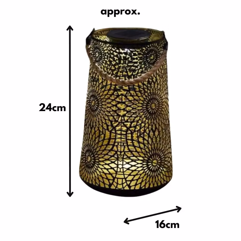 Marco Paul Solar LED Moroccan Garden Lantern in Brown, Height: 24 cm – 2