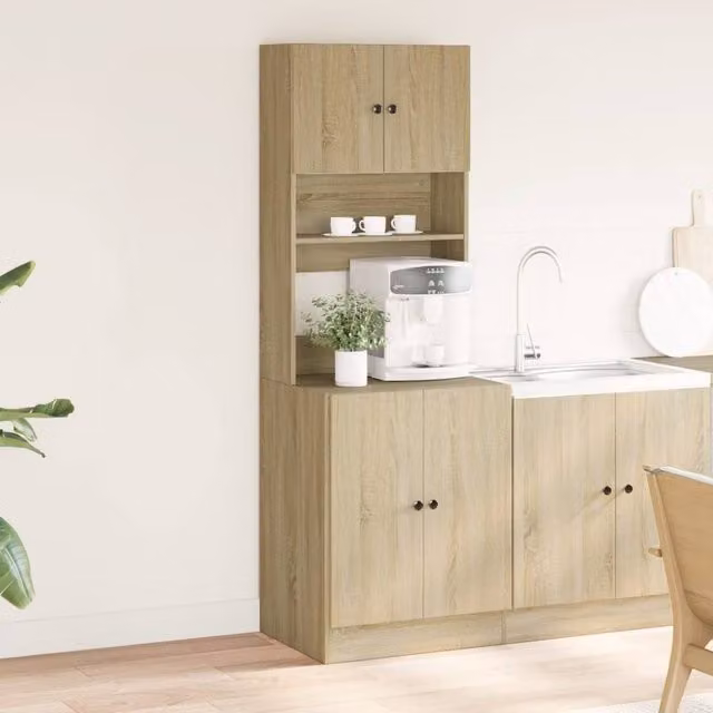 Berkfield Home Sonoma Oak Kitchen Cabinet in Tan, W/D/H: 60 x 50 x 180 cm