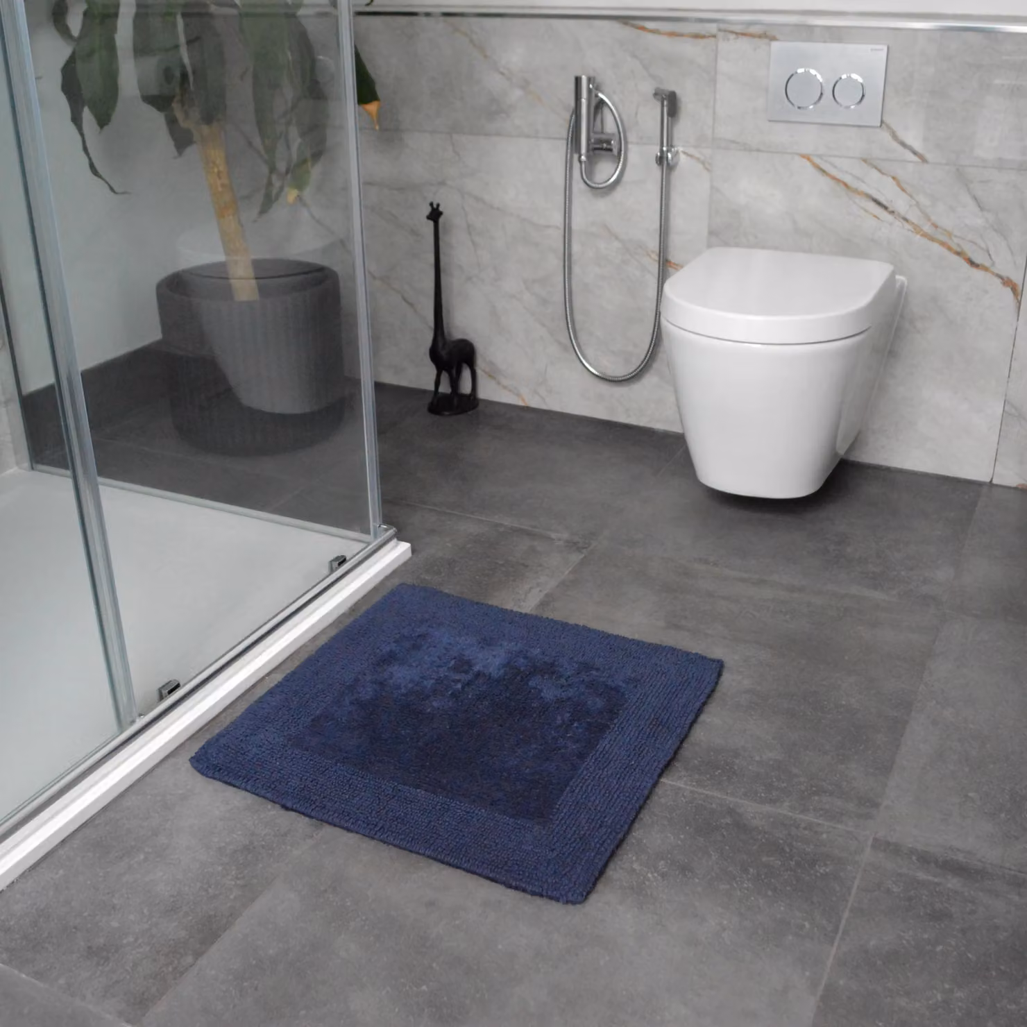 Allure Bath Fashions Elegance Reversible Heavyweight Cotton Shower Mat, Blue, W/D/H: 55 x 55 x 55 cm – 2