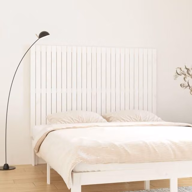 Berkfield Home White Rustic Solid Wood Pine Wall Mount Headboard W/D/H: 166 x 3 x 110 cm