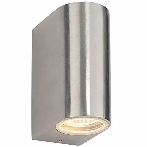 Loops IP44 Outdoor Up & Down Wall Light in Silver Aluminium with Glass, Modern Dimmable GU10 Accent Lamp for Garden and Bathroom – 1