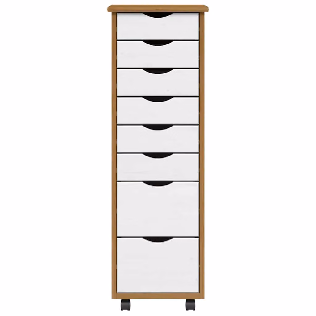 Berkfield Home MOSS Rolling Cabinet with Drawers in Honey Brown Solid Pine Wood – 3