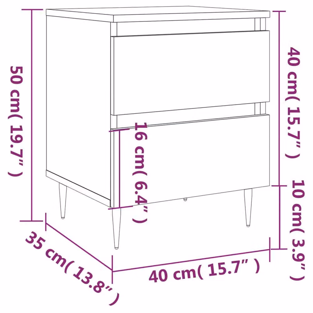Berkfield Home Bedside Cabinet in Concrete Grey, W/D/H: 40 x 35 x 50 cm – 3