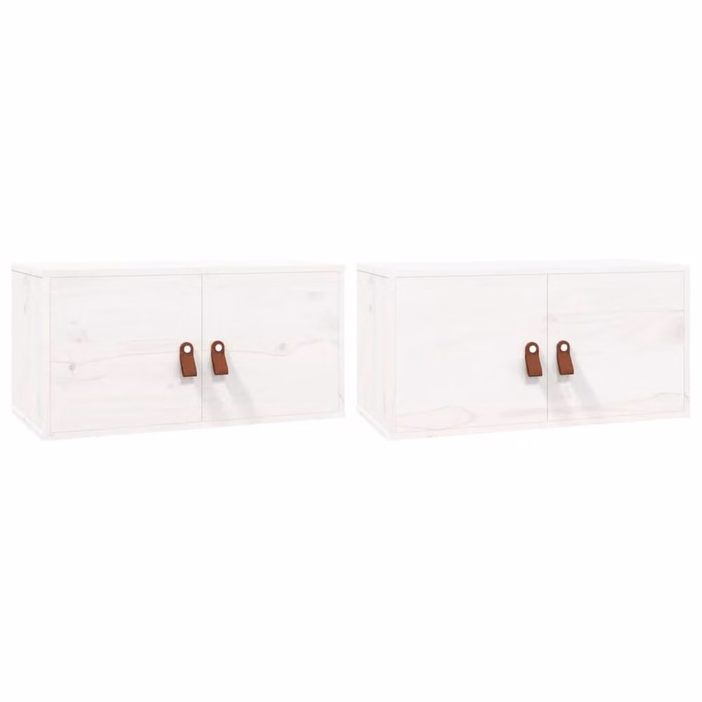 Berkfield Home Set of 2 White Solid Wood Pine Wall Cabinets, W: 60 cm, D: 30 cm, H: 30 cm – 2