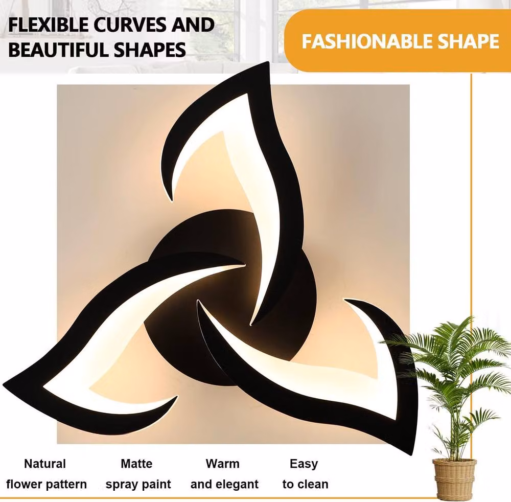 Goeco Modern Petal Design LED Ceiling Light in Black, 36W, 3000K, Diameter: 58 cm – 5