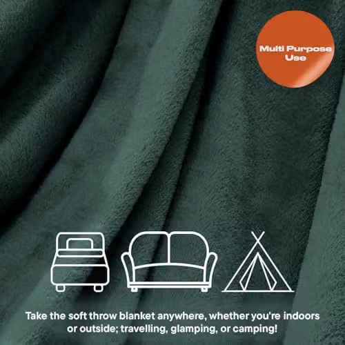 OHS Green Fluffy Fleece Throw Blanket, W/D/H: 150 x 200 cm – 3
