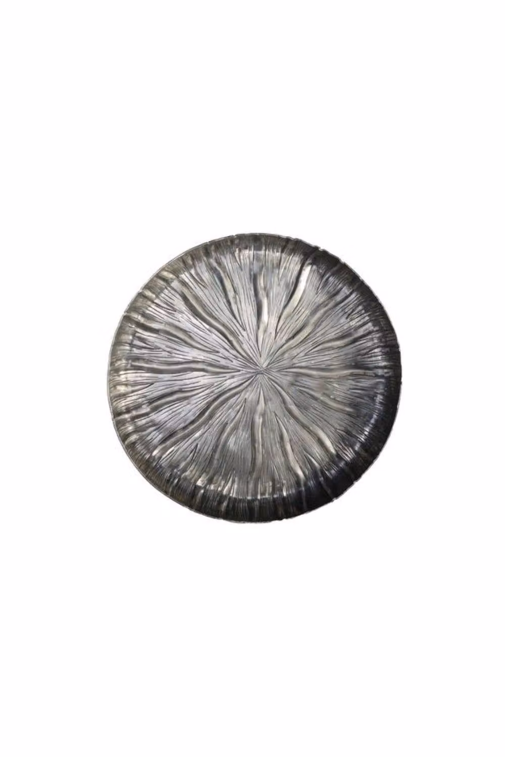 KDMD Antique Silver Eros Lily Round Metal Plate, Diameter: 34 cm – 2