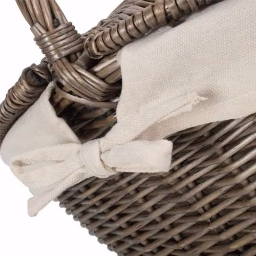 Red Hamper Open Weave Picnic Basket in Brown and White with Handles – 3