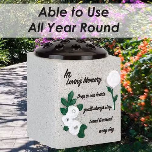 VFM e-Store Memorial Ornament Planter Pot, Grey, W: 14 cm, D: 13.5 cm – 4
