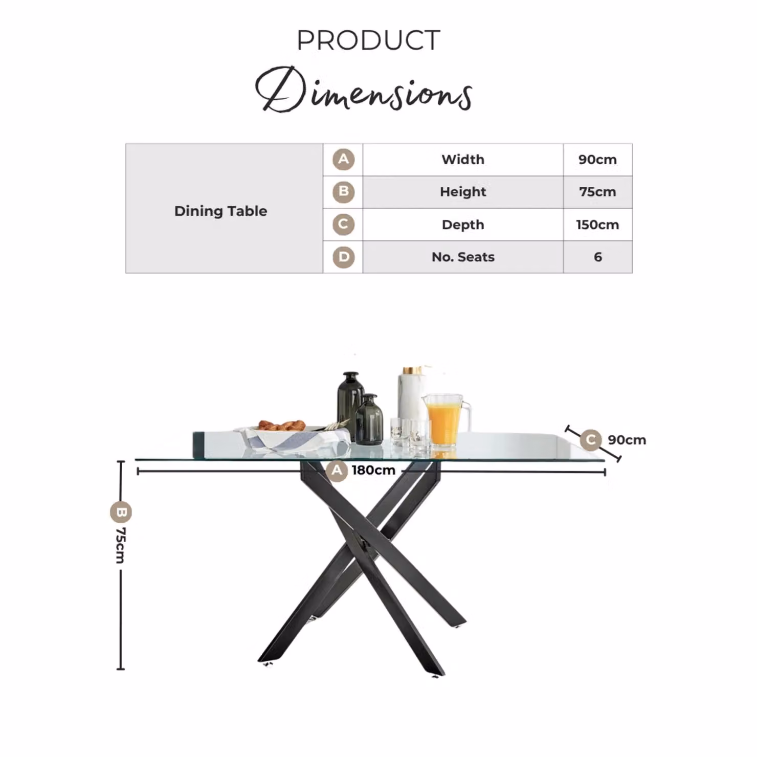 FurnitureboxUK Leonardo 6-Seater Rectangular Dining Table with White Marble Effect Glass Top and Silver Metal X-Frame Legs – 2