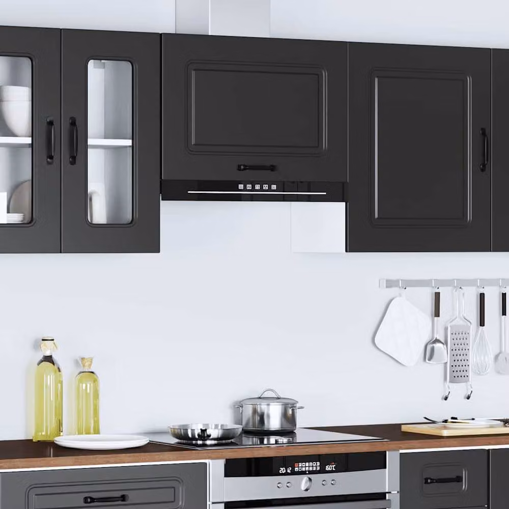 Berkfield Home Kalmar Modern Matt Black Kitchen Wall Cabinet Unit – 3