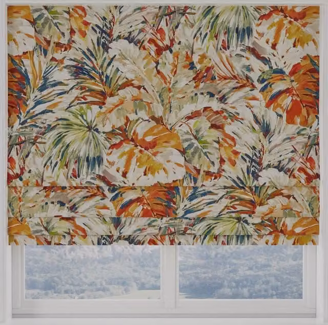 Terrys Palmyra Made to Measure Blackout Roman Blind in Multicolour Floral Nature Design