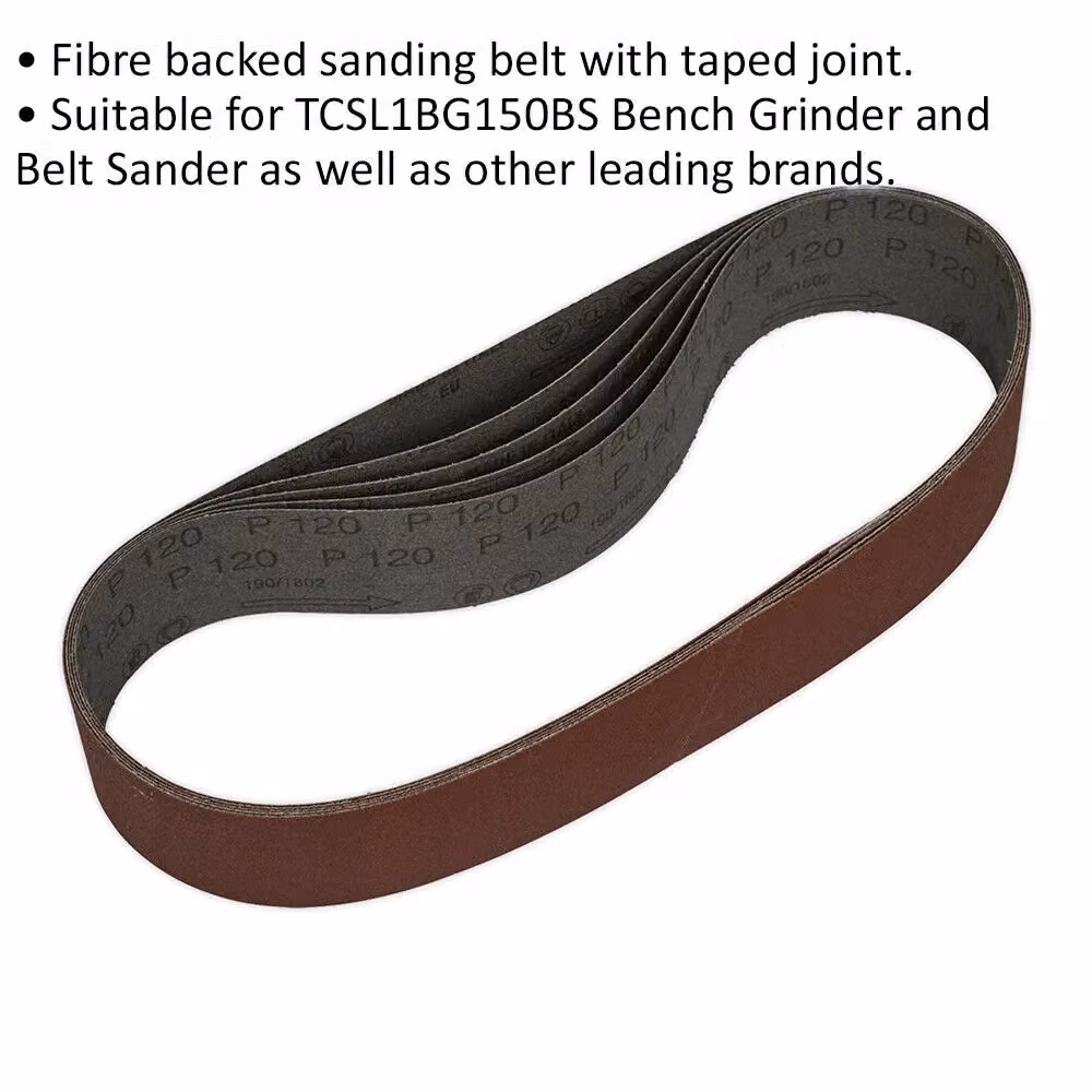 Loops 5 Pack 120 Grit Aluminium Oxide Cloth Backed Sanding Belts, W/D/H: 50 x 686 mm, Brown/Multicolour – 2