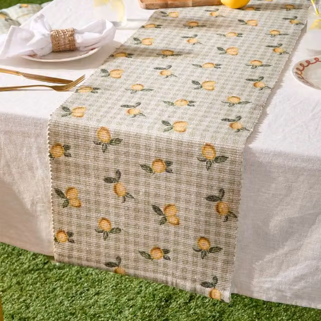 Riva Home Furn Fruits Lemons Washable Table Runner in Yellow and Green, W/D/H: 220 x 35 cm – 1
