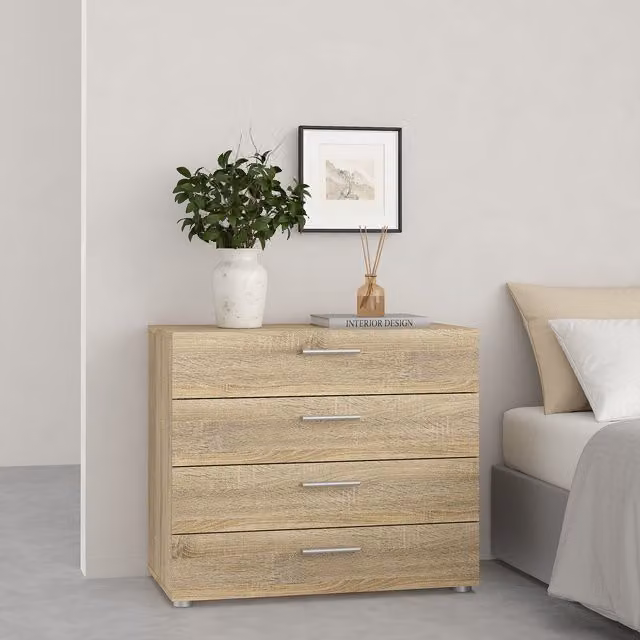 Furniture To Go Pepe Modern Oak Chest of Four Drawers in Brown